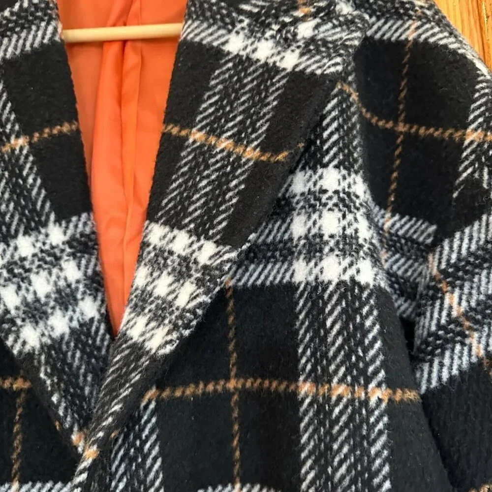 Gianni Feraud Oversized Black Plaid Checked Overcoat - Picture 4 of 7
